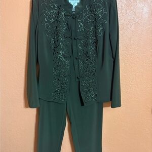 Elegant Green Pantsuit with Embellished Details